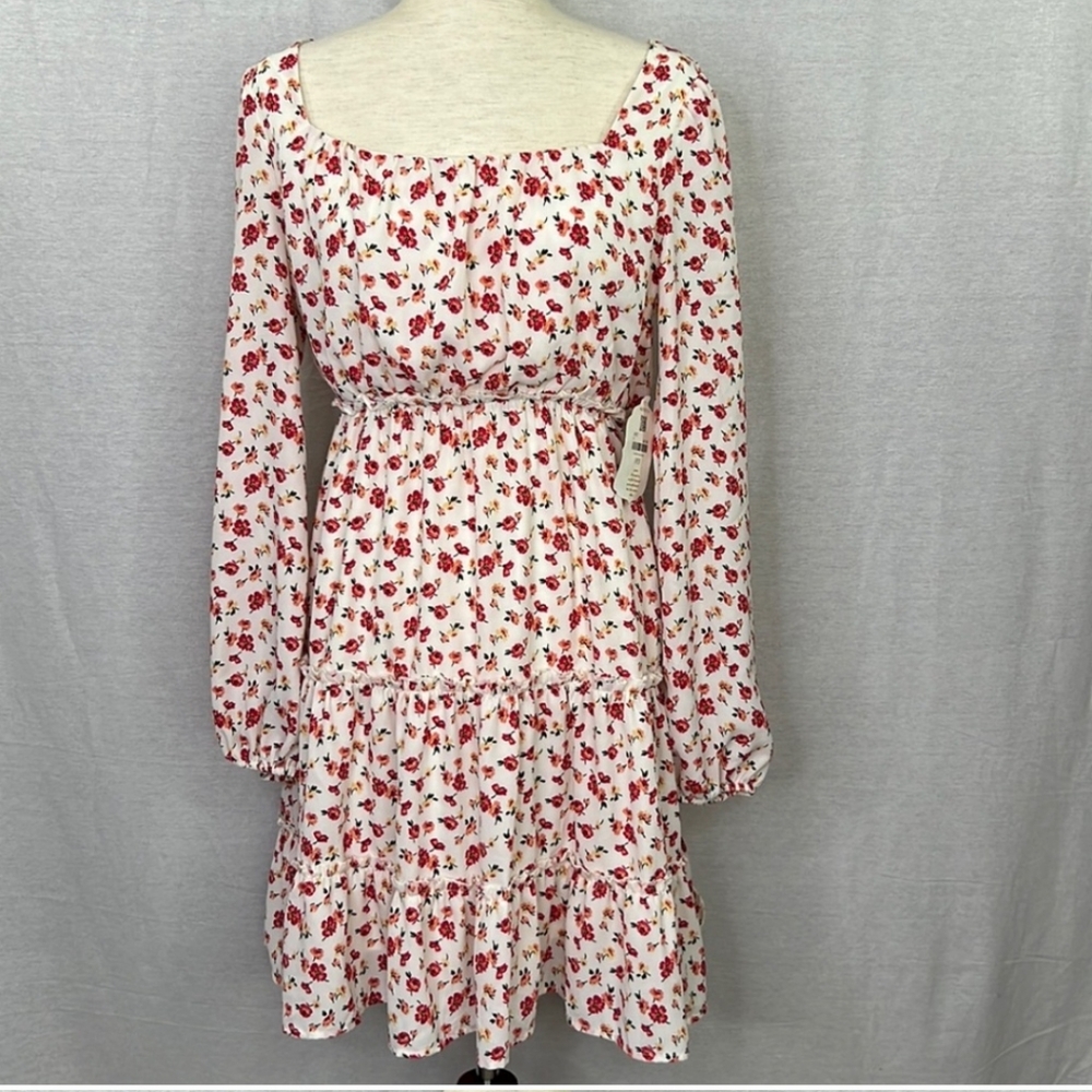 ALTAR’D State  NWOT Women’s Floral Long Sleeve Red White Mini Dress Sz M